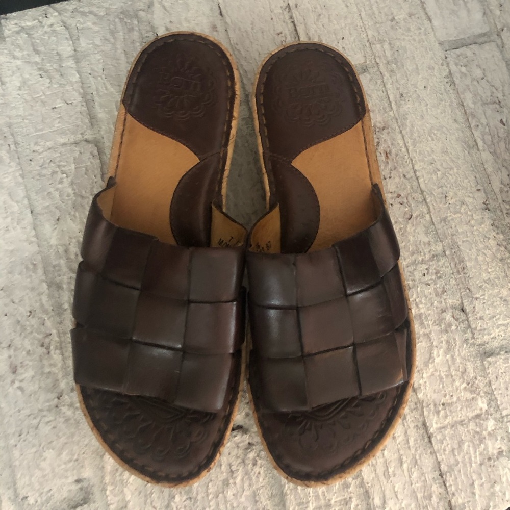 Brown Leather & Cork Born Sandals Sz 7/38